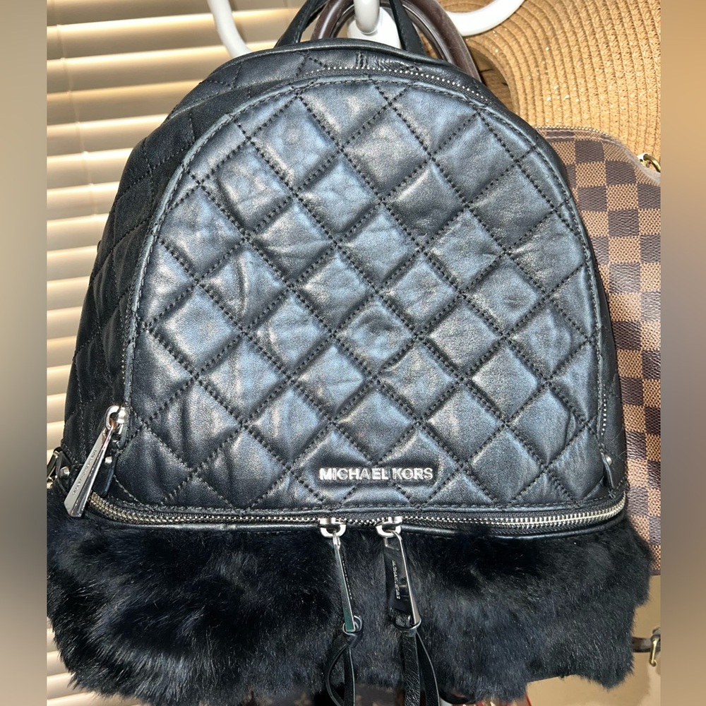 Michael Kors Black Quilted Backpack